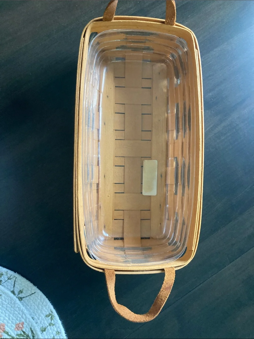 Longaberger Rectangular Slatted Handled Basket in Light Brown